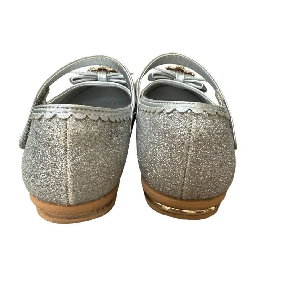 Stelle Slver Gliter Girls Dress Party Wedding Shoes Low Heel Mary Jane 11